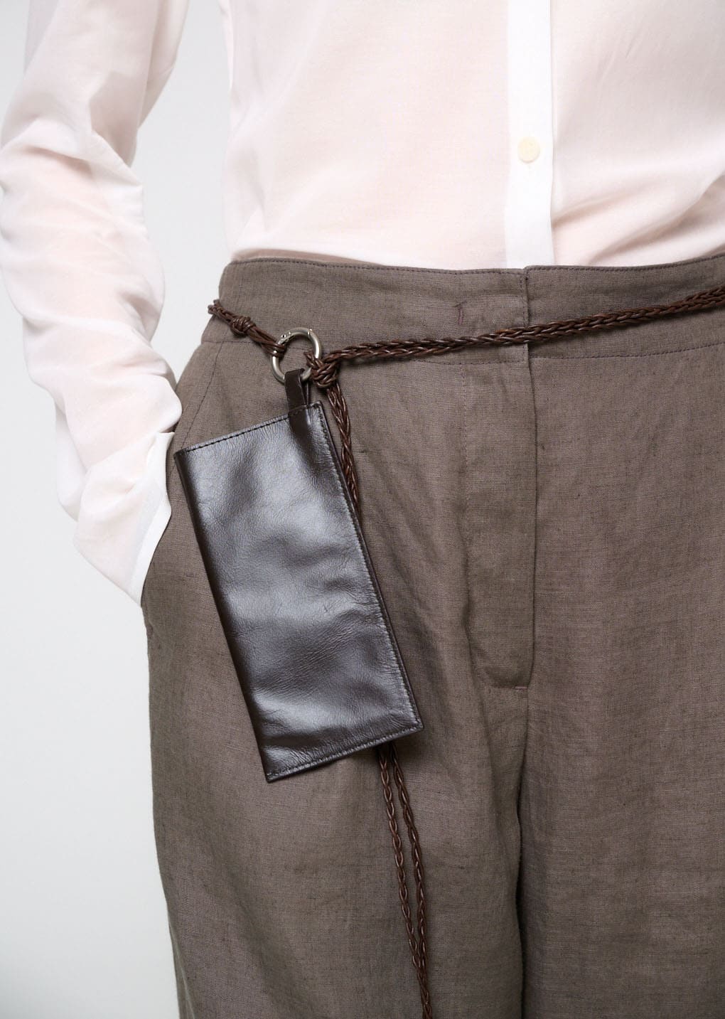 handmade leather belt, brown hover