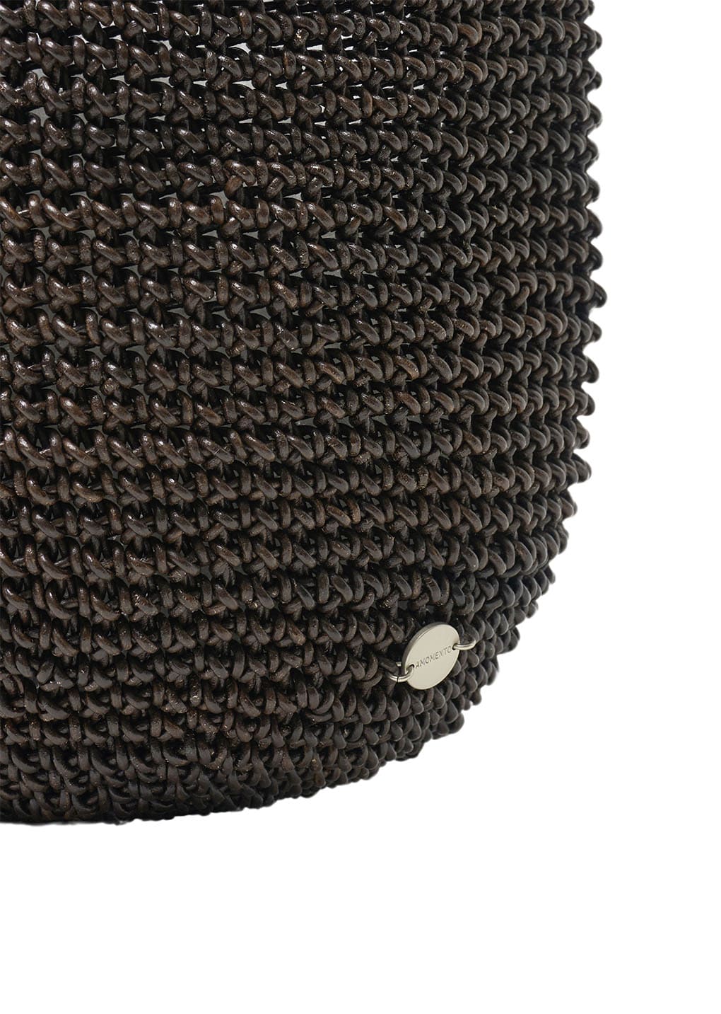 handmade leather net bag, brown