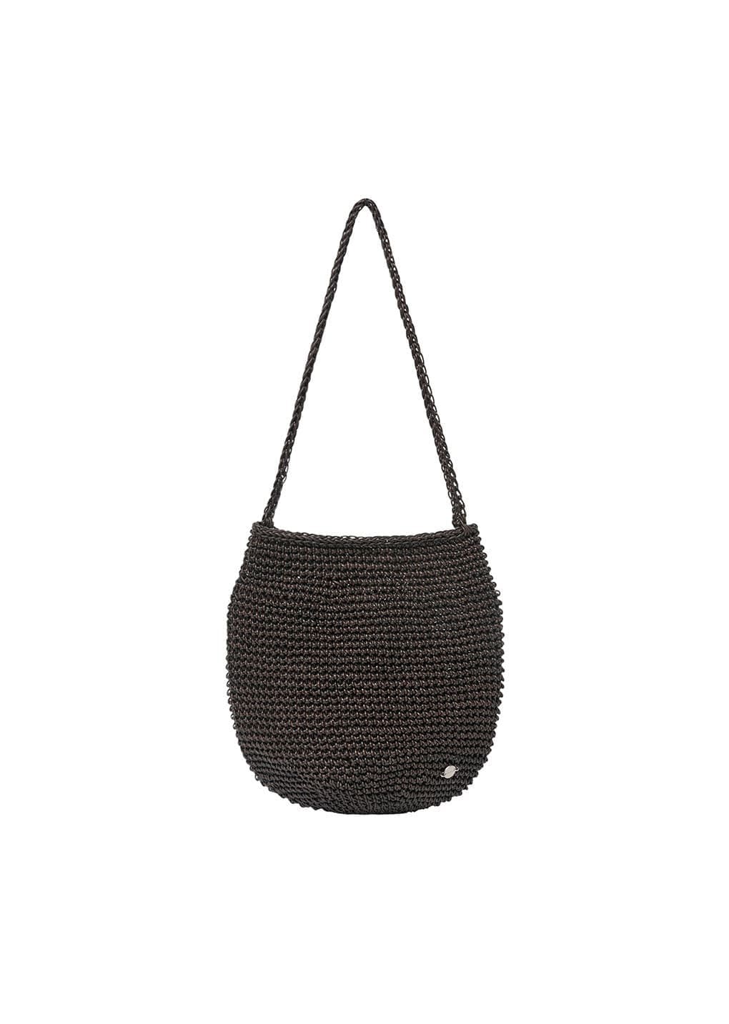 handmade leather net bag, brown