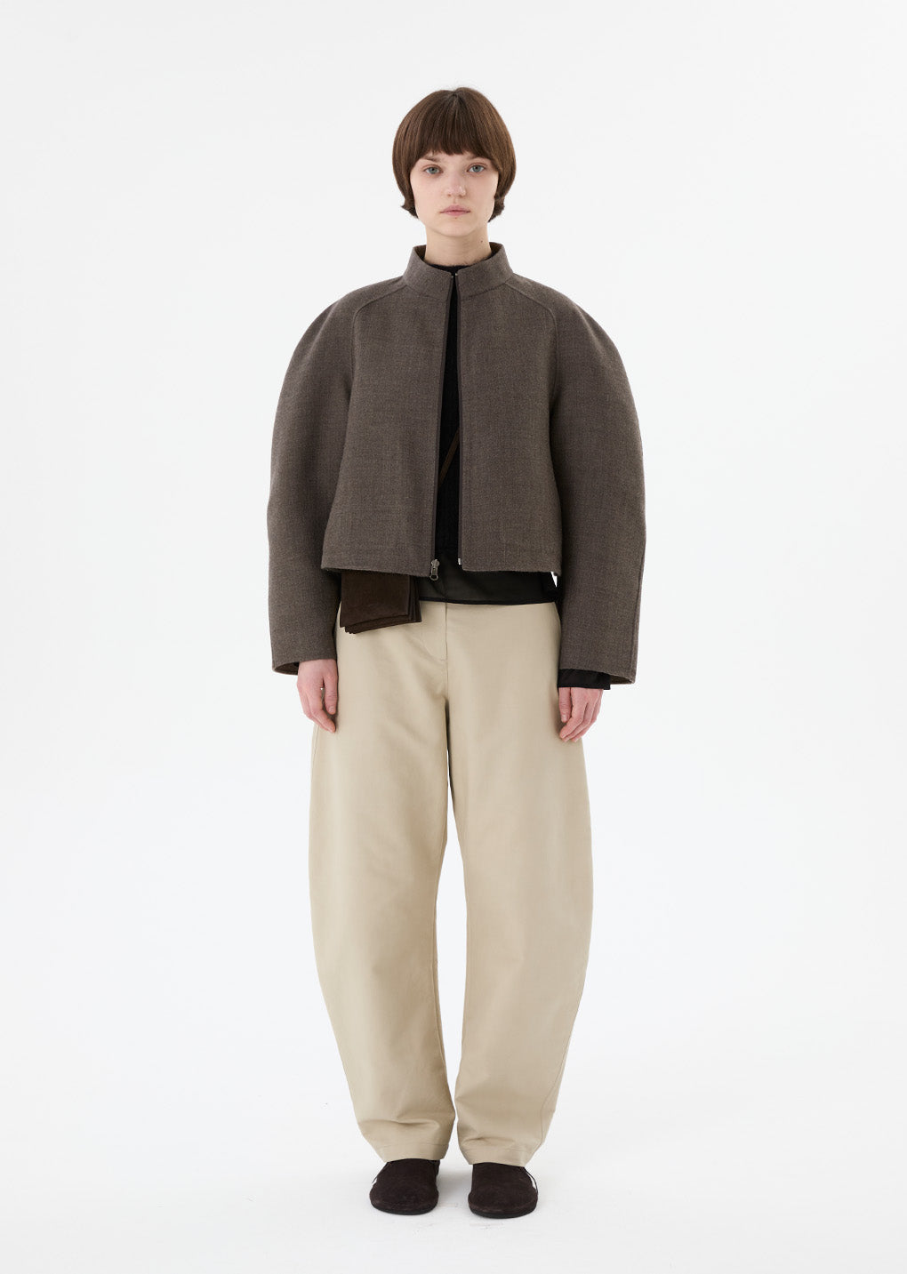 handmade raglan crop jacket, brown hover