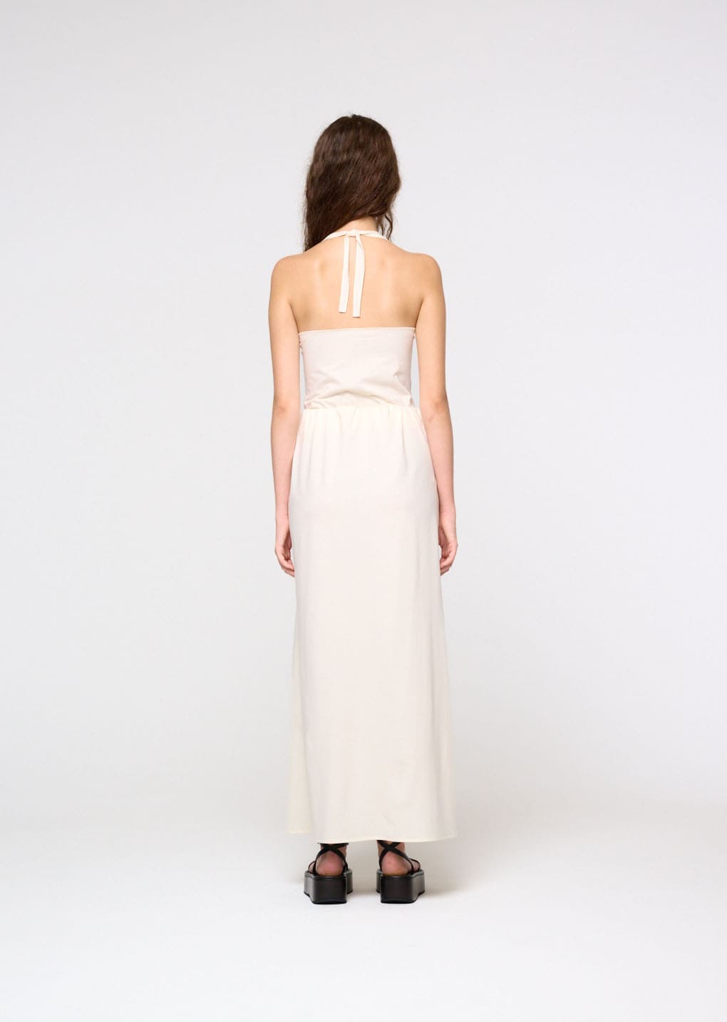 jersey halter neck top, ivory