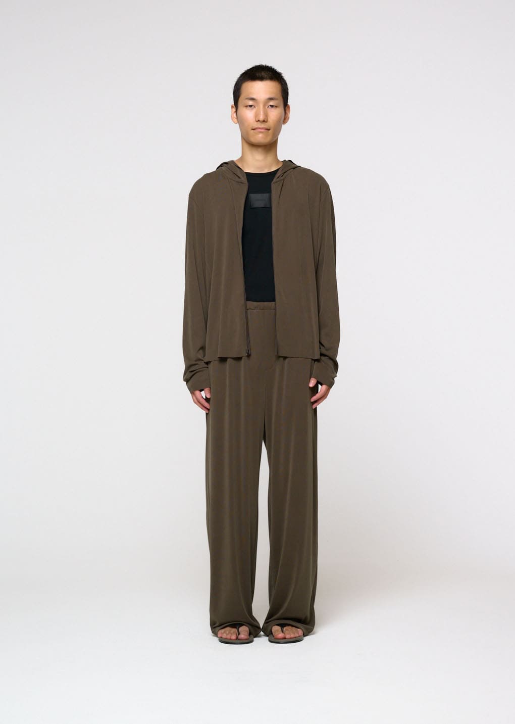 jersey hooded jumper, brown hover