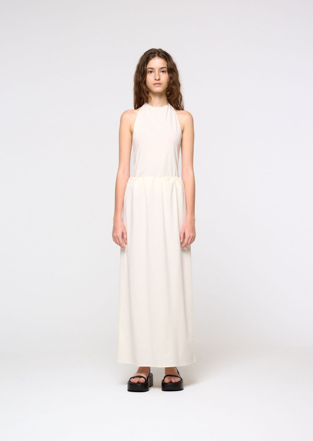 jersey maxi long skirt, ivory hover