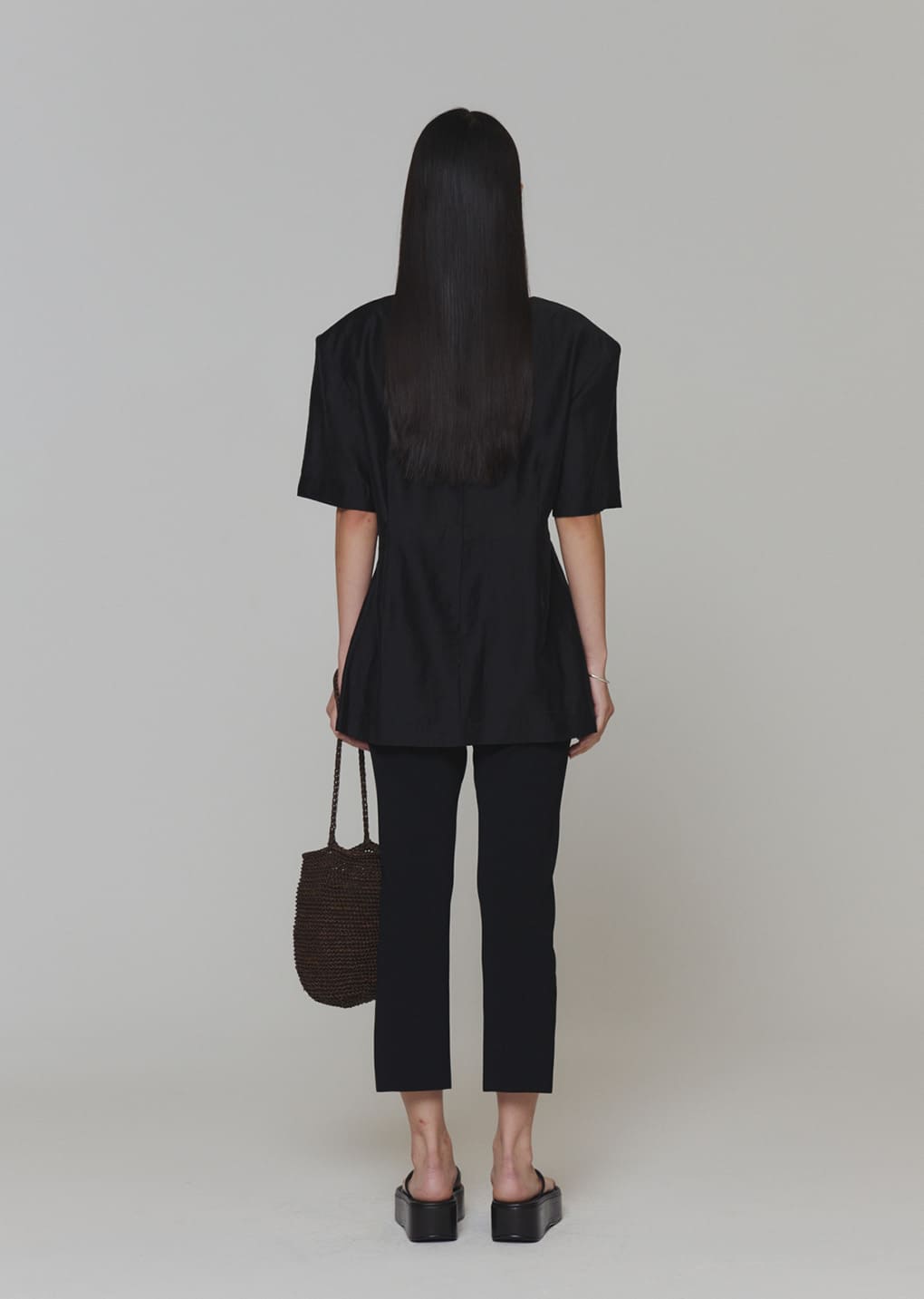 knit capri pants, black