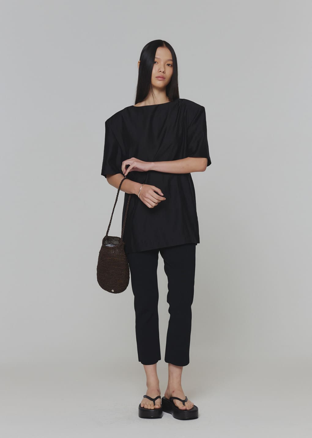 knit capri pants, black