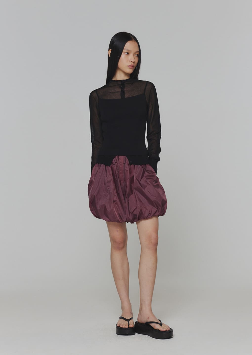 knit sleeveless top, black