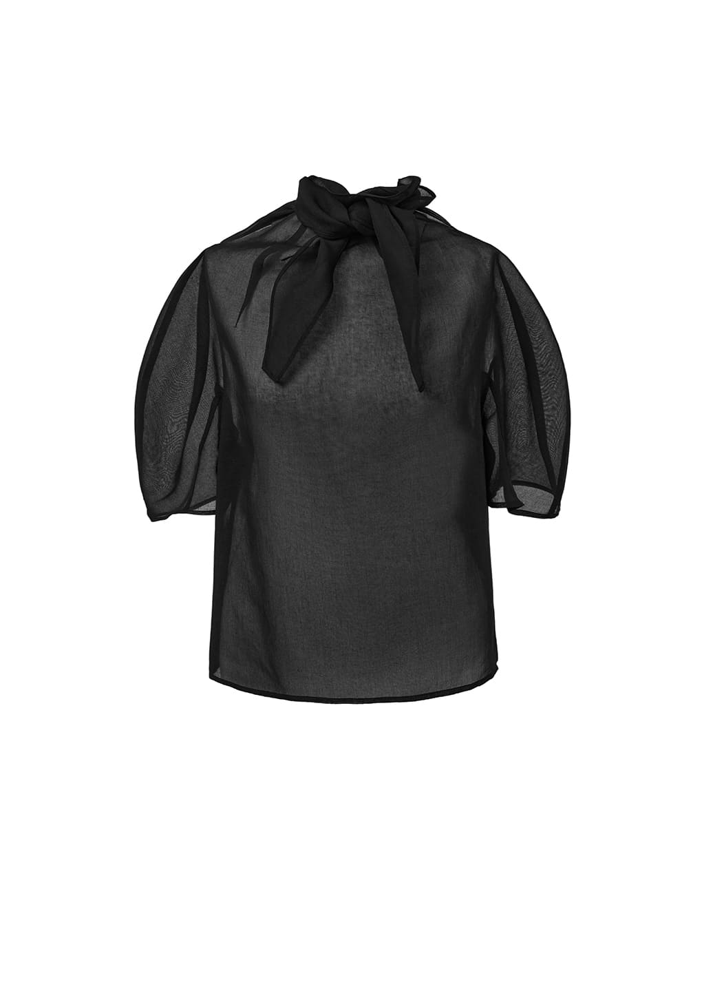 KNOTTED COLLAR TOP, BLACK