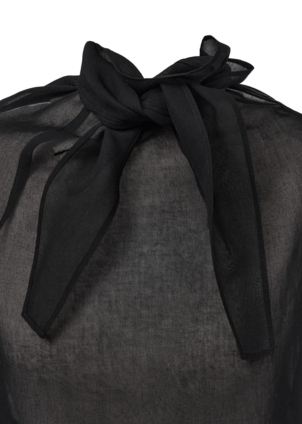 knotted collar top, black