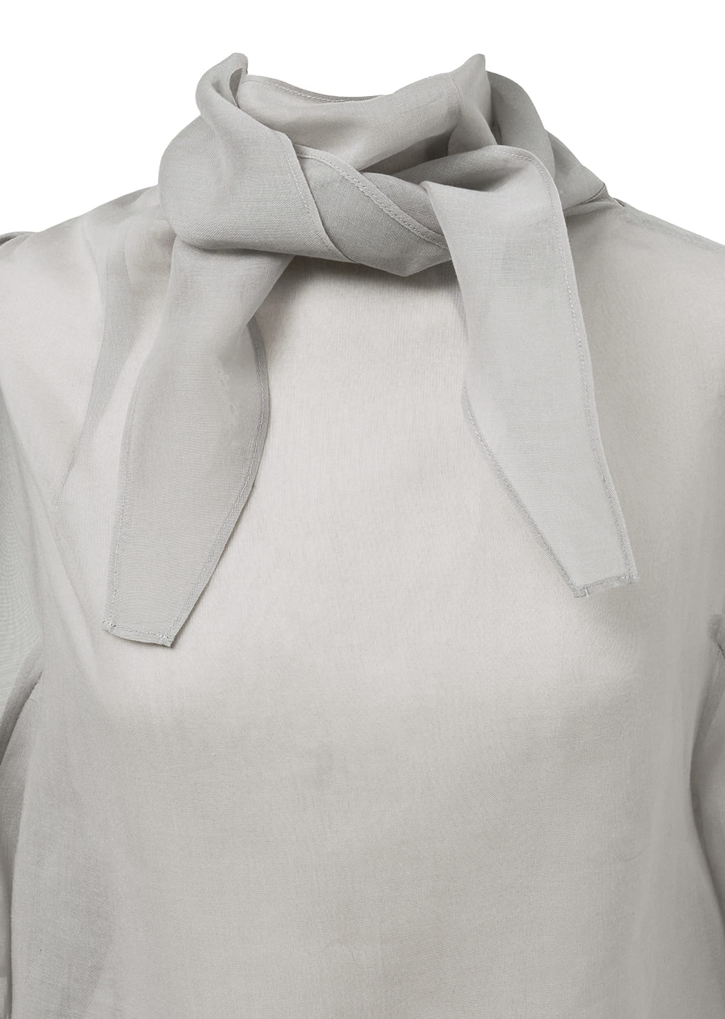 knotted collar top, grey