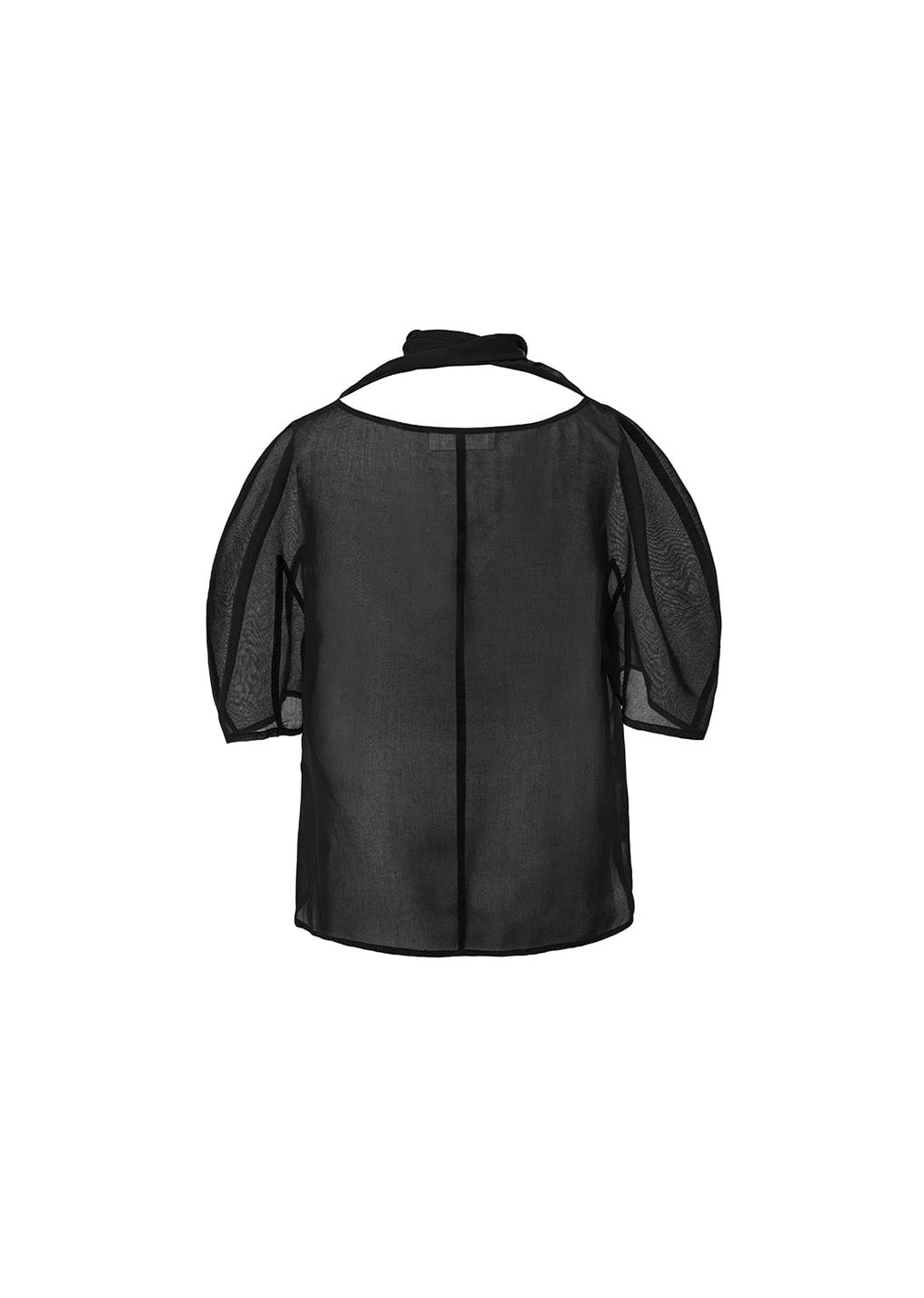 knotted collar top, black