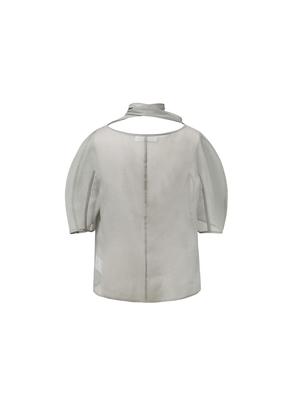 knotted collar top, grey