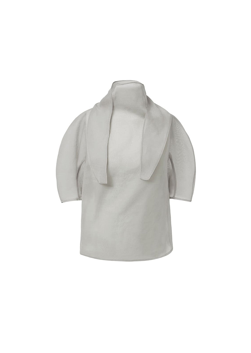 knotted collar top, grey