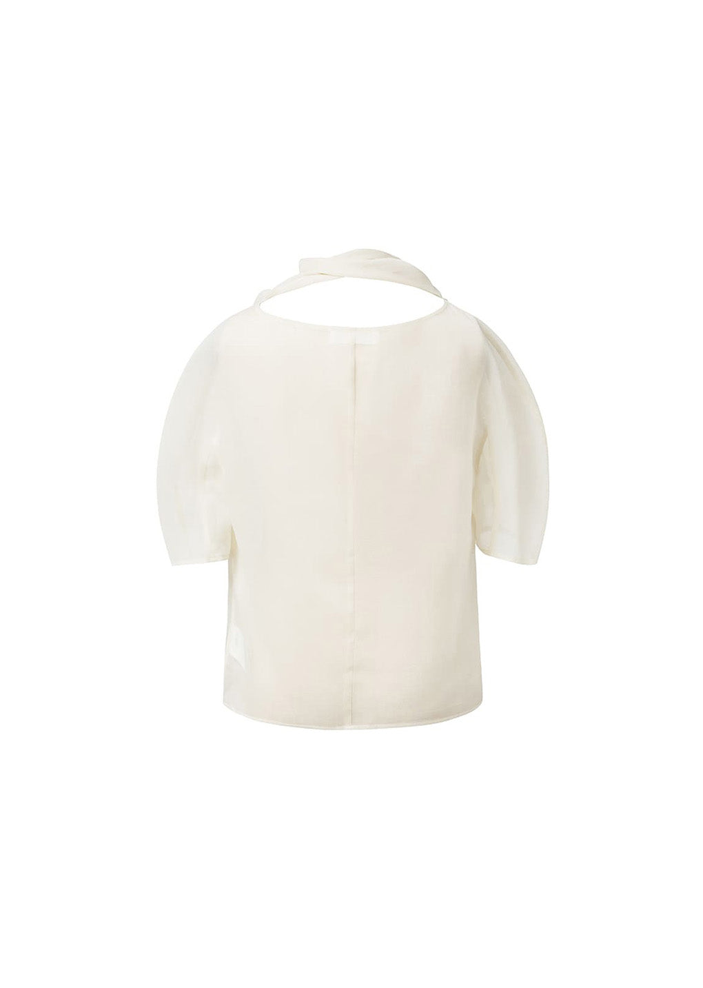 knotted collar top, ivory