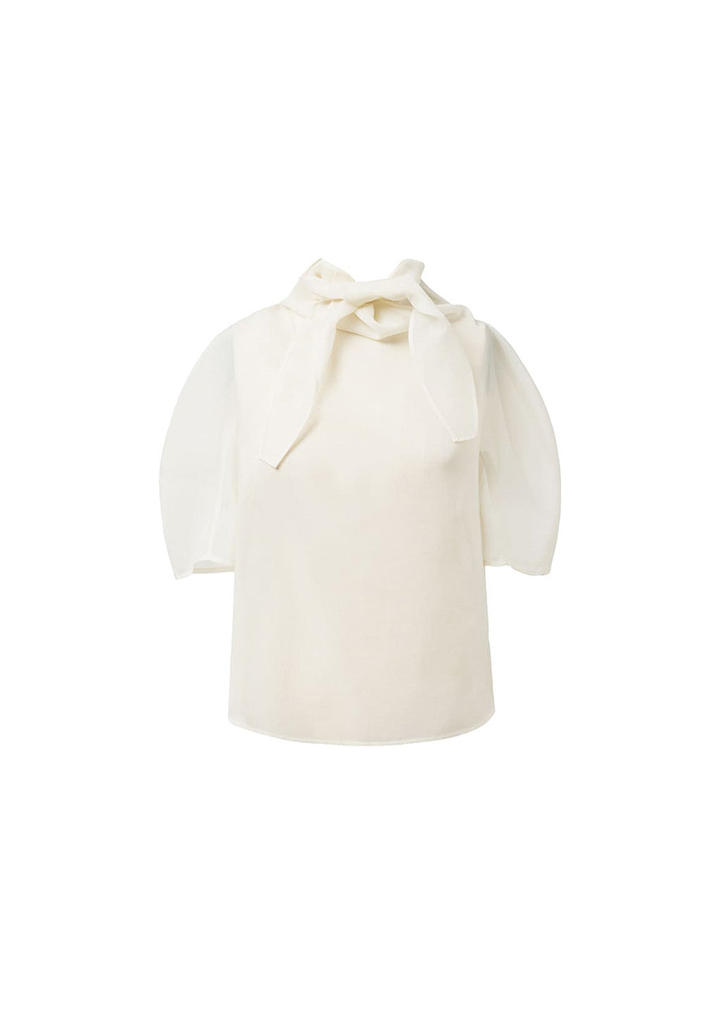 knotted collar top, ivory