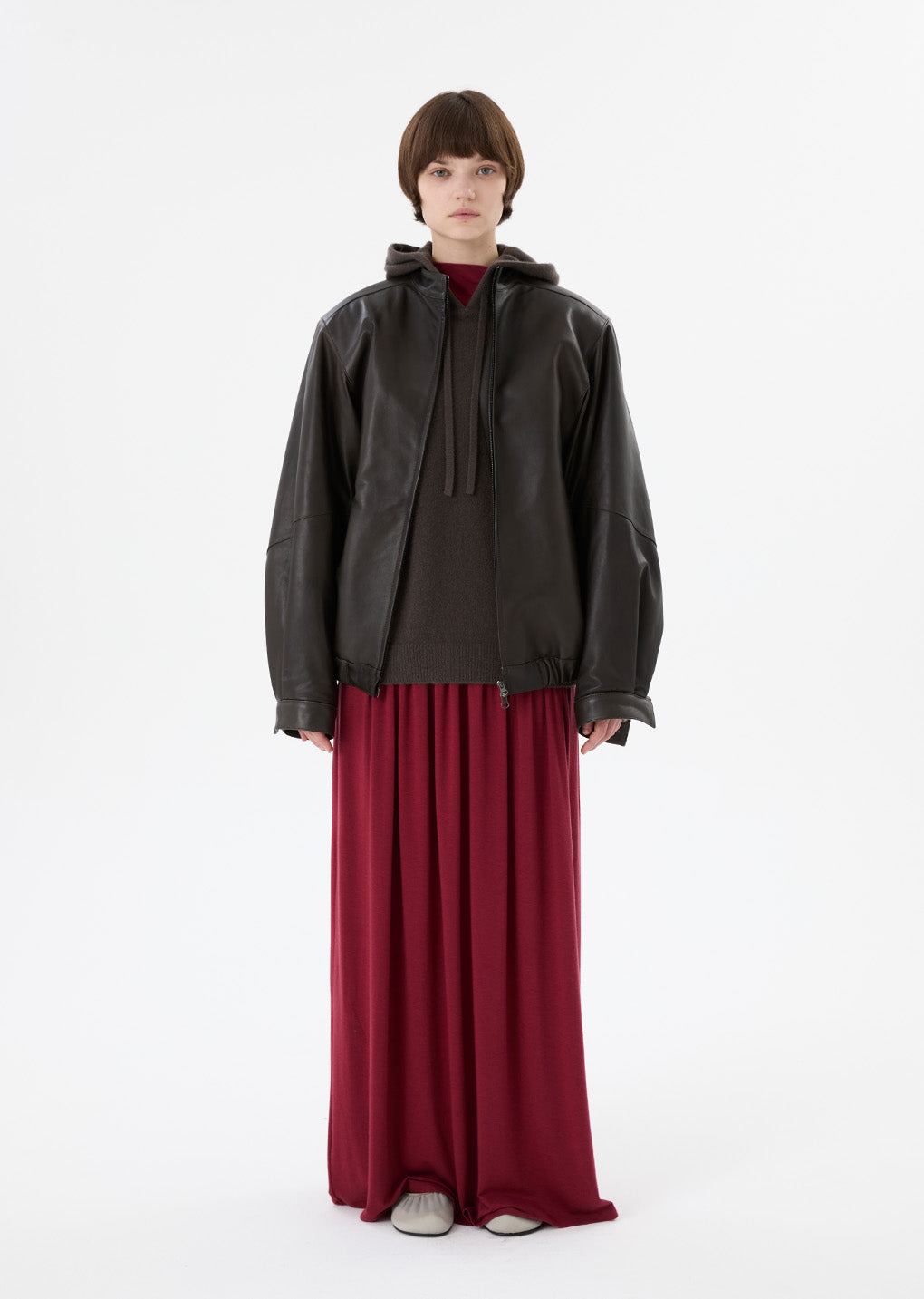 lambskin leather blouson, brown hover