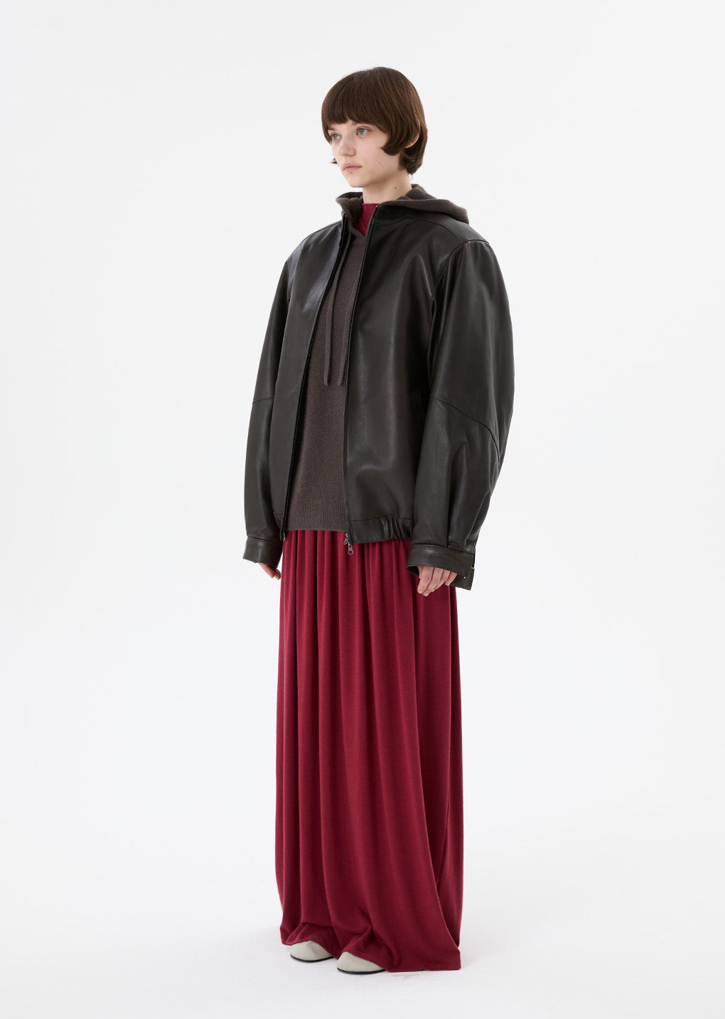 lambskin leather blouson, brown