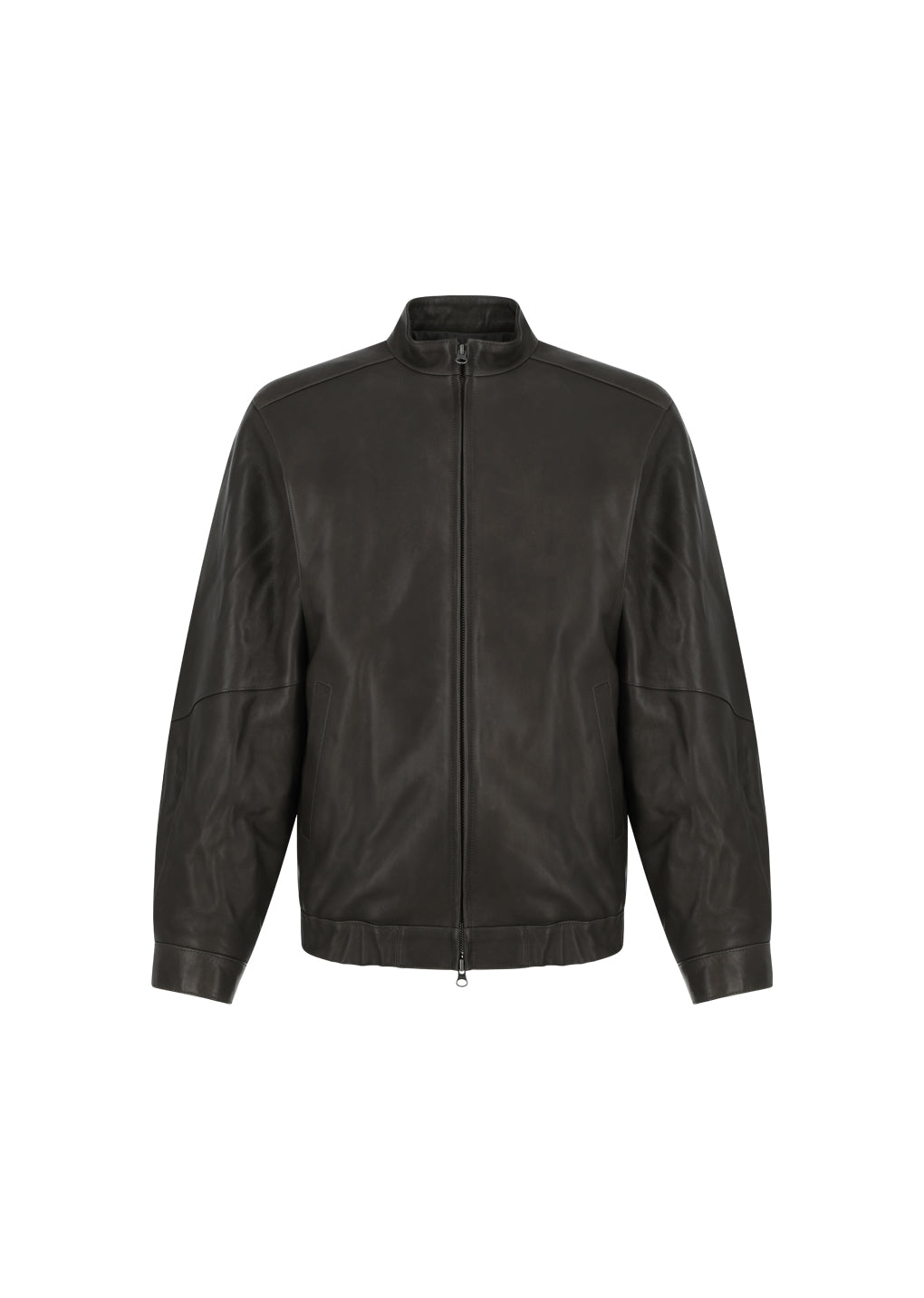 lambskin leather blouson, brown
