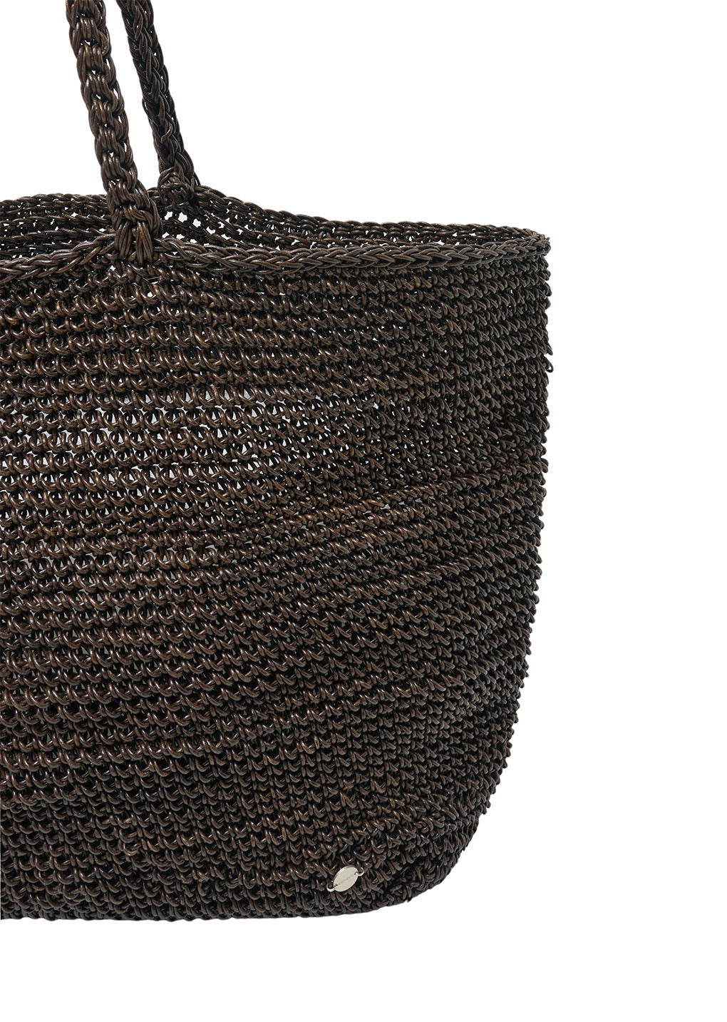 large handmade leather net bag, brown