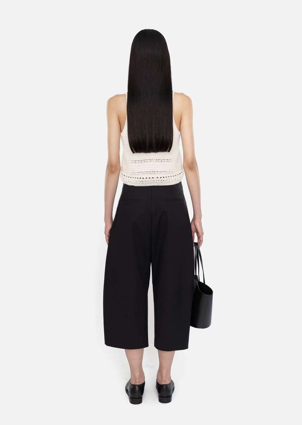 leather bucket bag, black