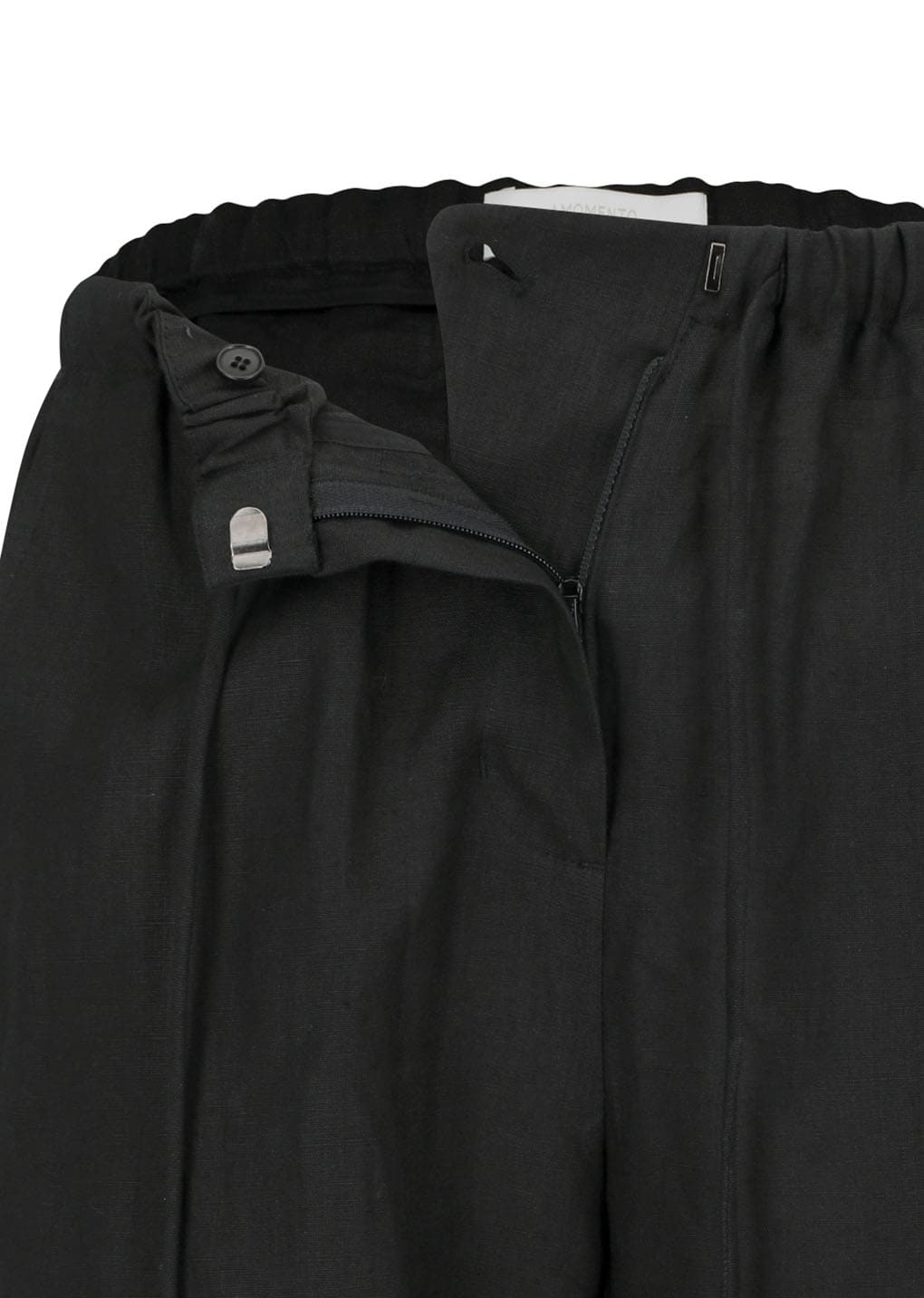 linen banding pants, black