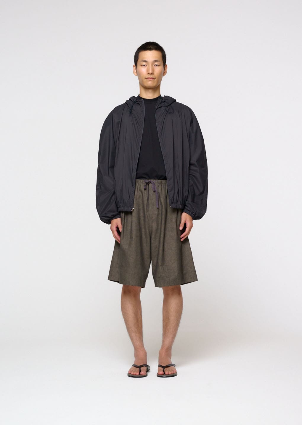linen drawstring shorts, brown hover