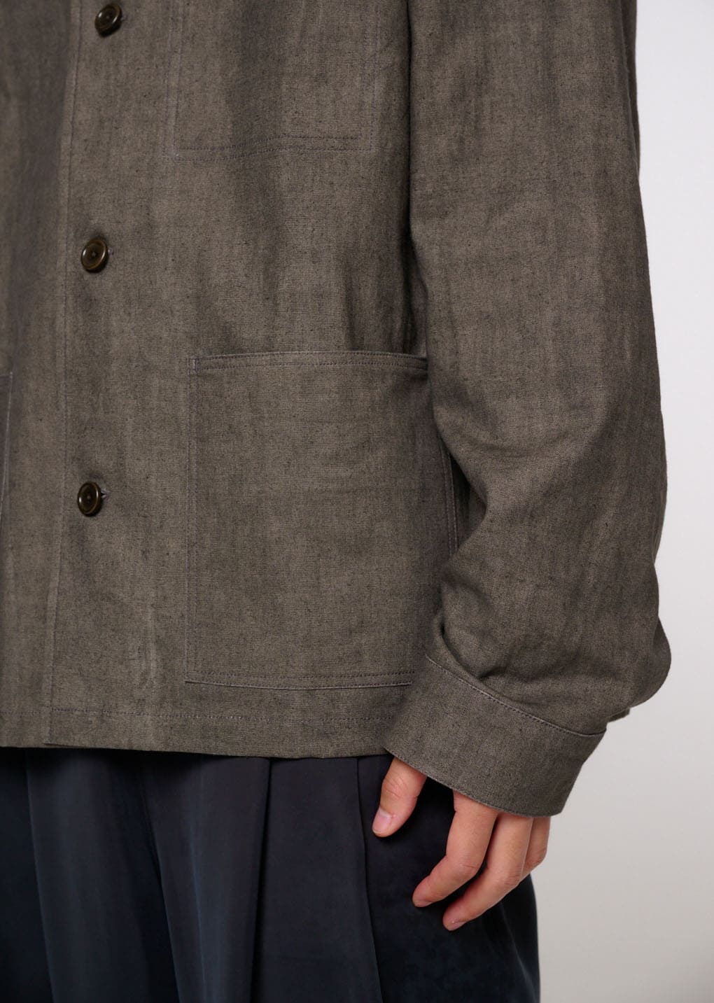 linen pocket jacket, brown