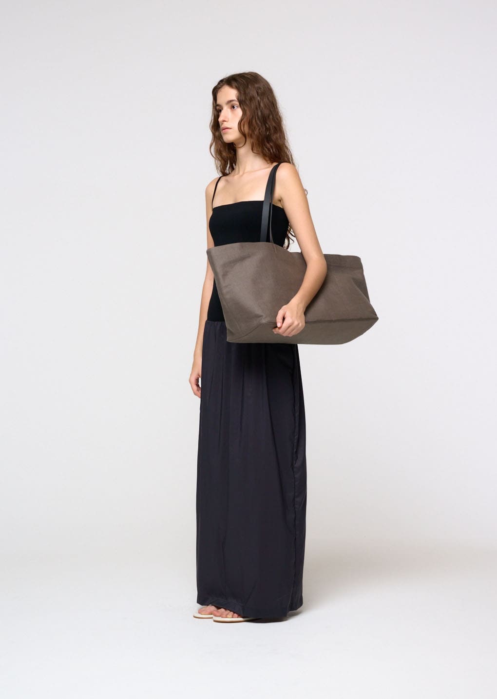 linen shopper bag, khaki