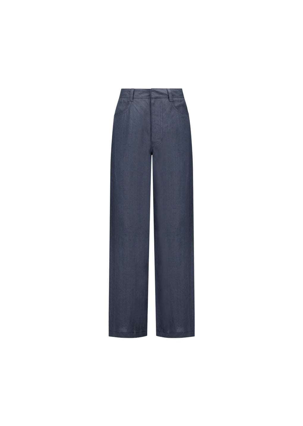linen straight pants, blue