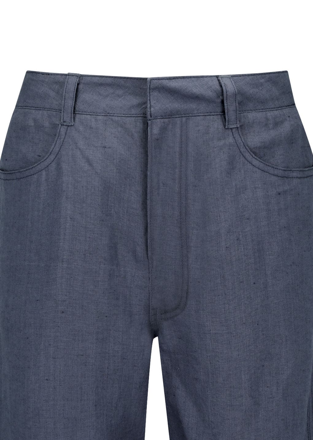 linen straight pants, blue