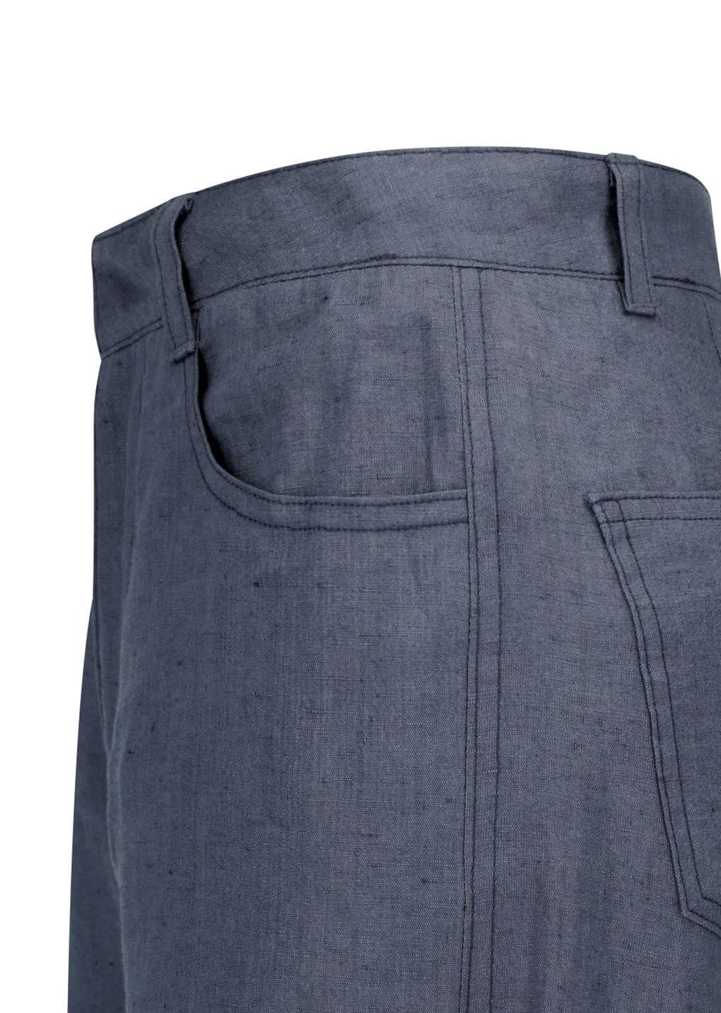 linen straight pants, blue