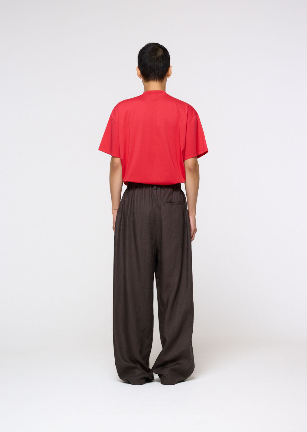 linen two tuck wide pants, khaki grey