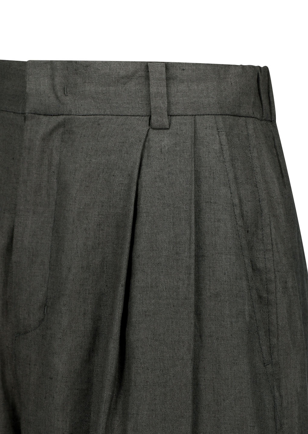 linen two tuck wide pants, khaki grey