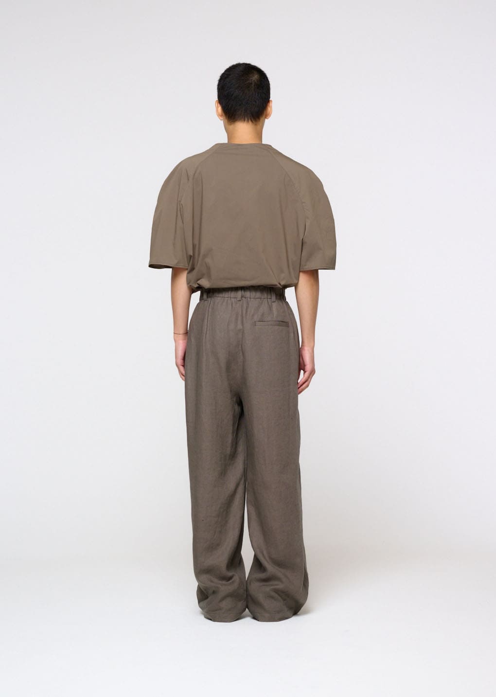 linen two tuck wide pants, khaki