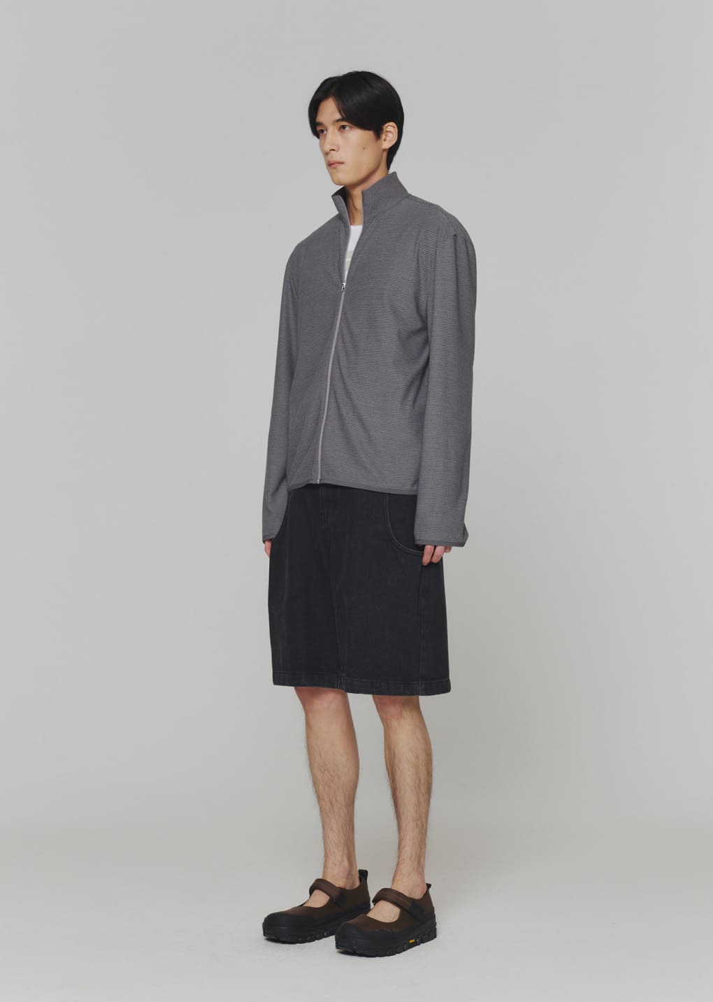 men's cut-out pocket denim shorts, black