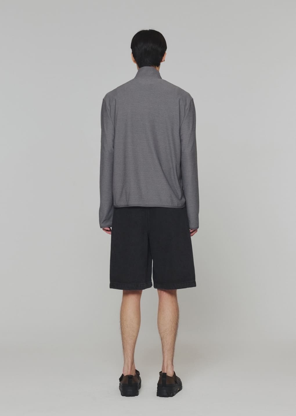 men's cut-out pocket denim shorts, black