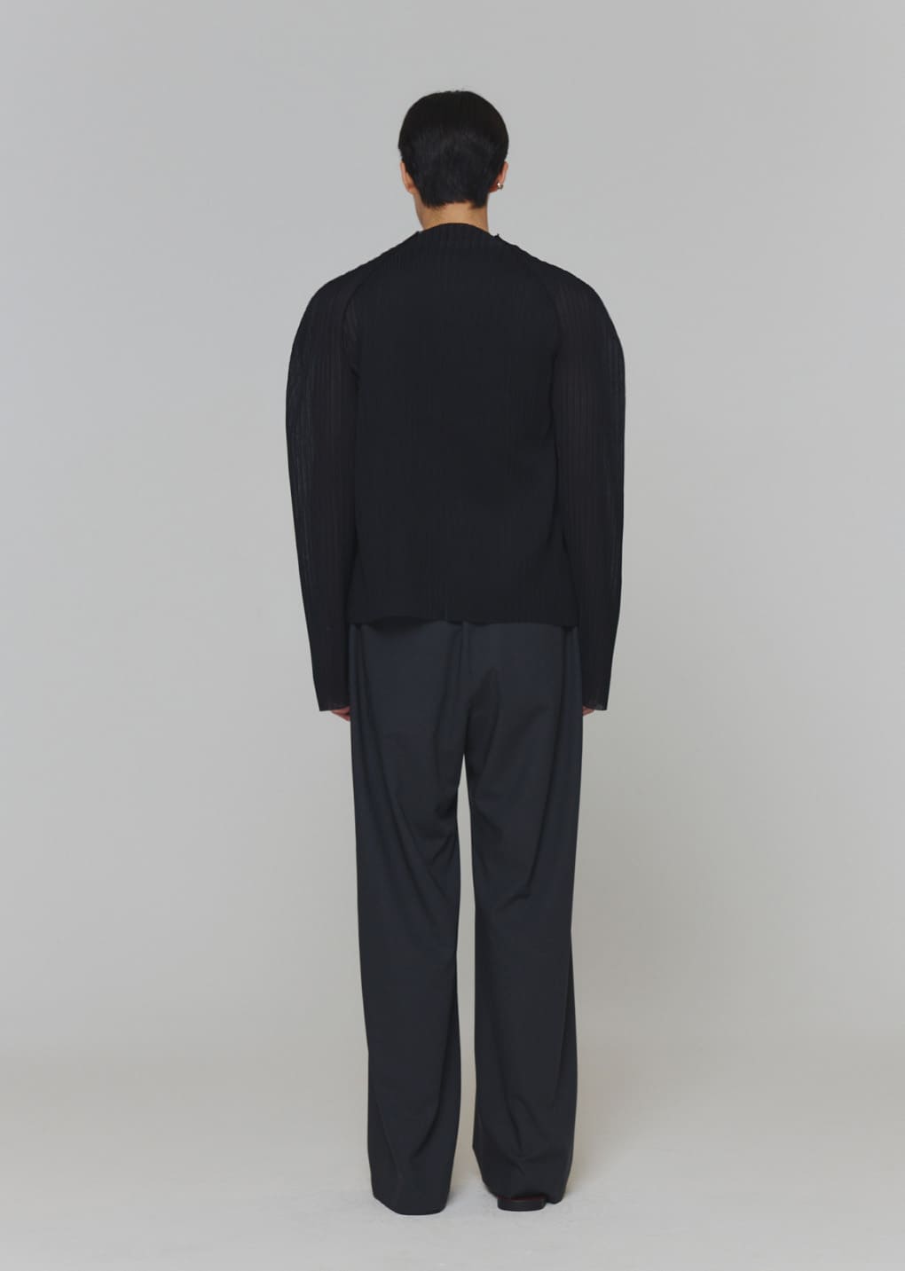 men's pleats zip up jumper, black