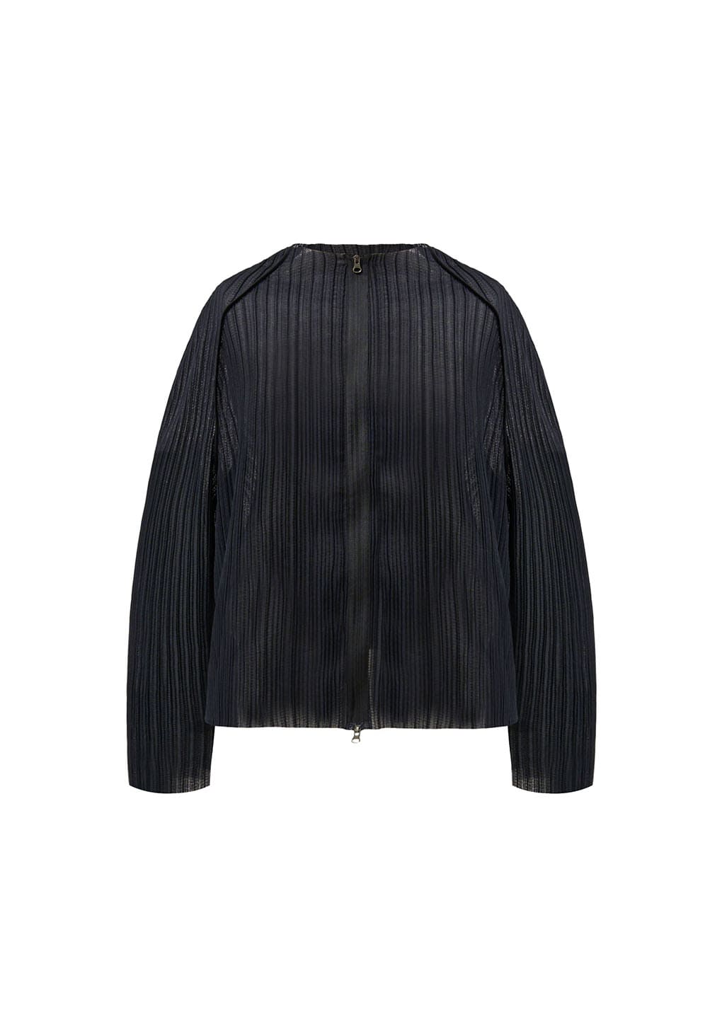 men's pleats zip up jumper, black