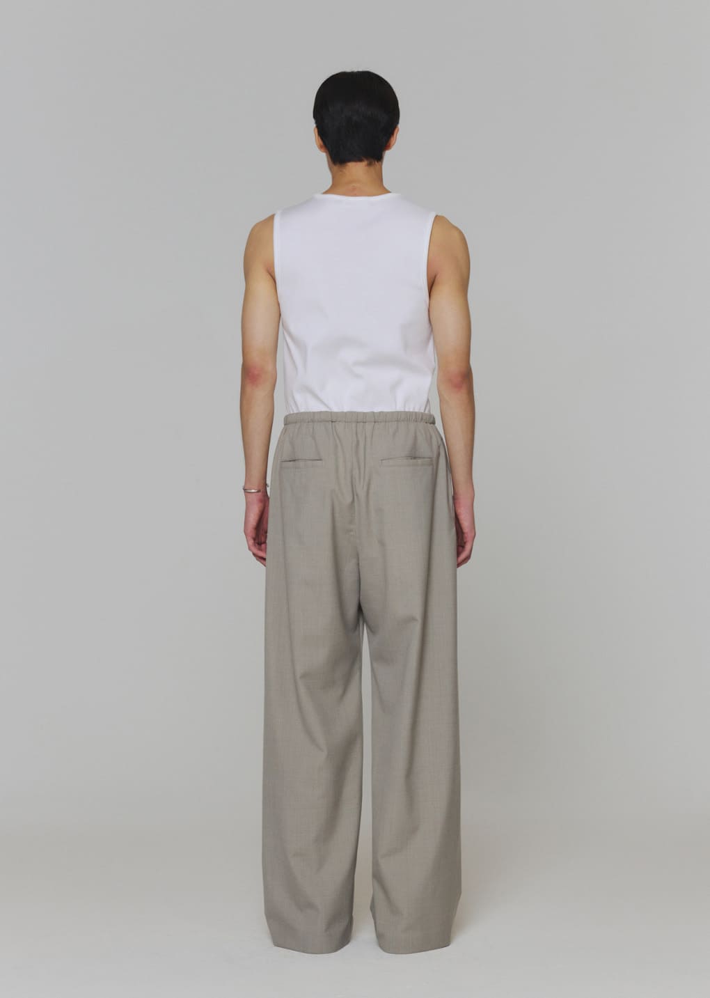 men's wool banding pants, beige