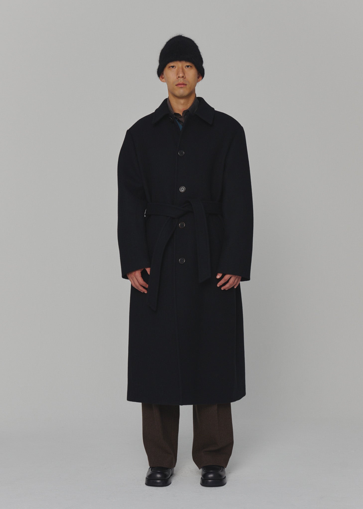 MENS SINGLE BREASTED LONG COAT (2 COLORS)