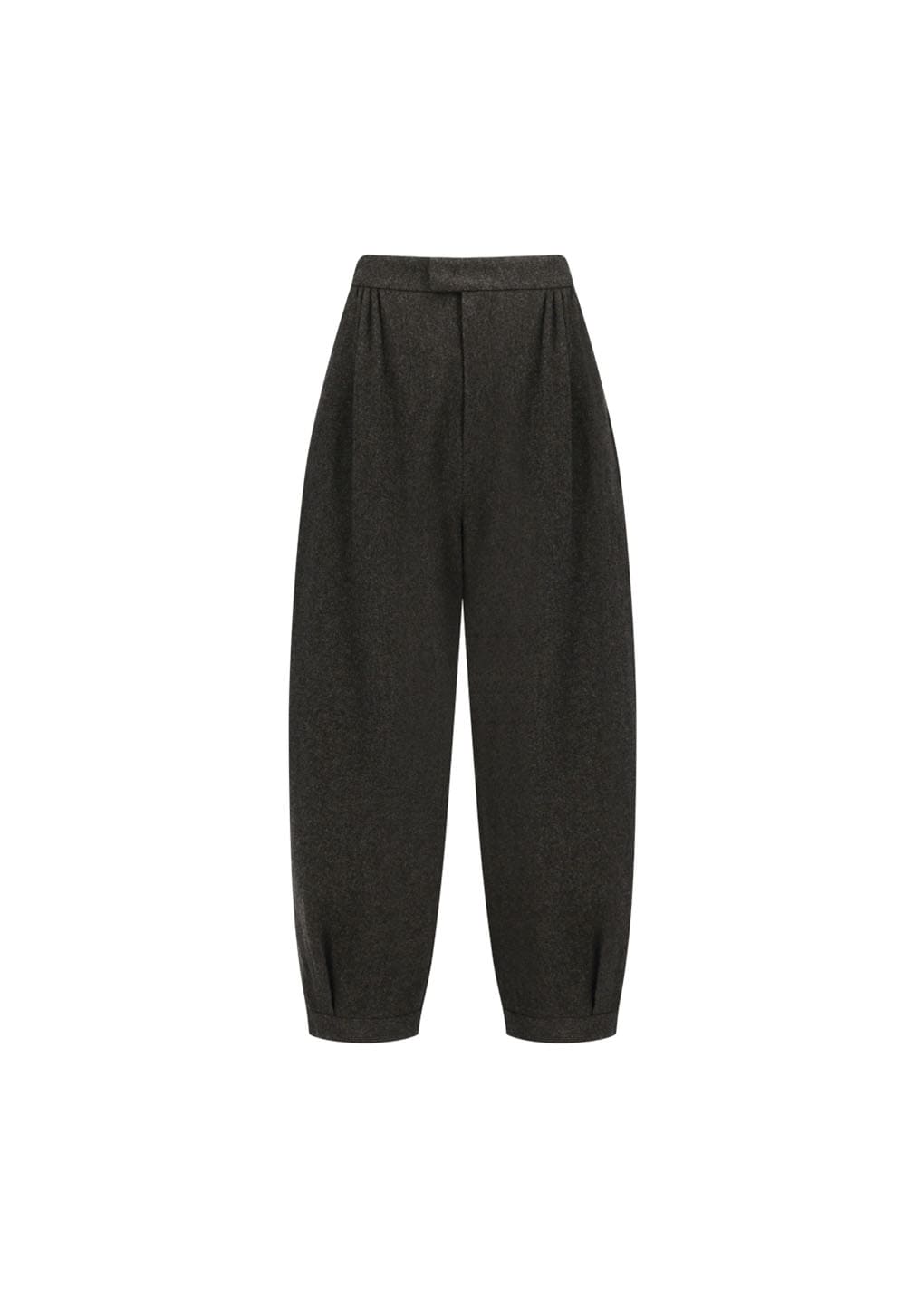 mens wool shirring pants, dark brown