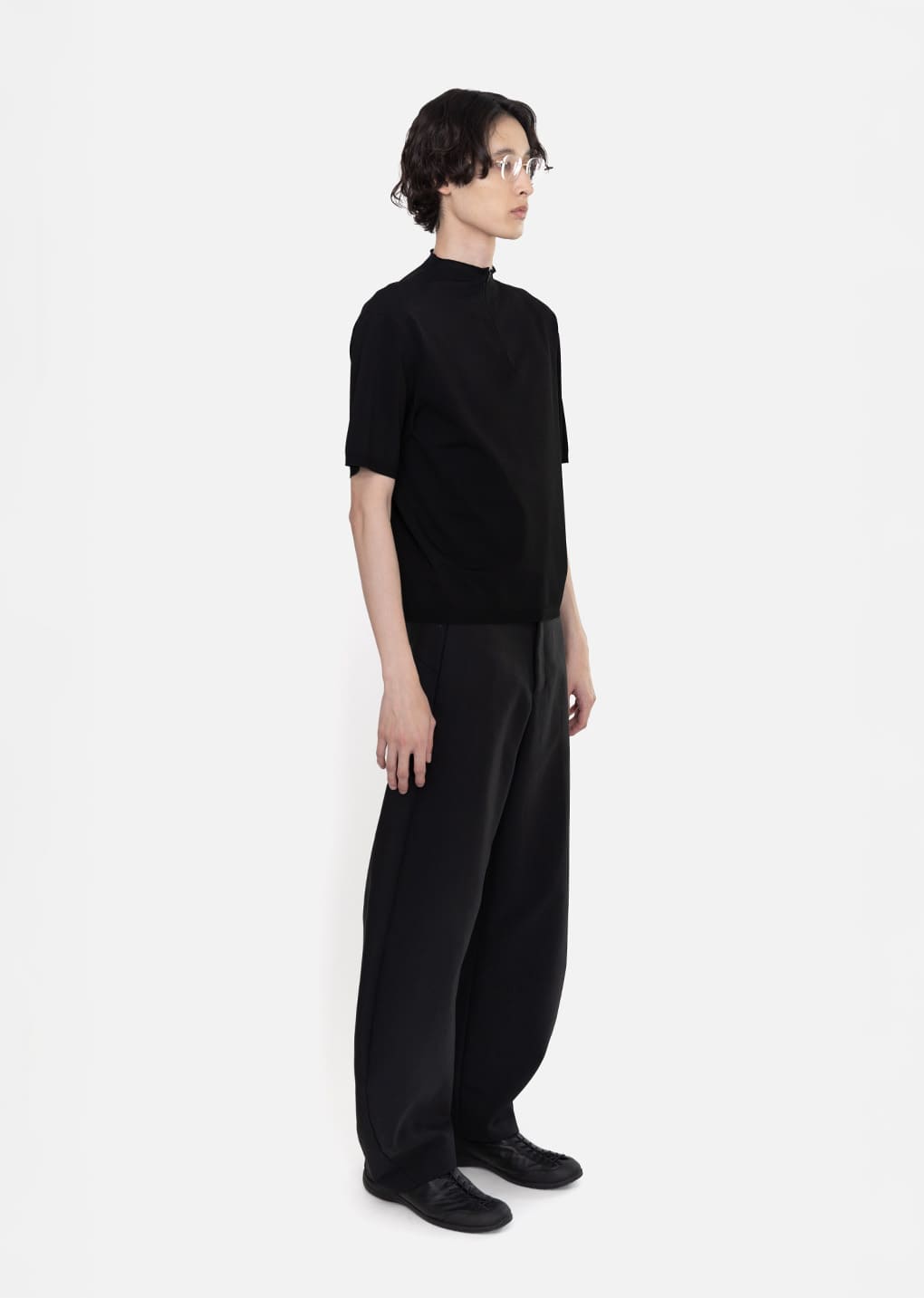 men's curved silhouette pants, black