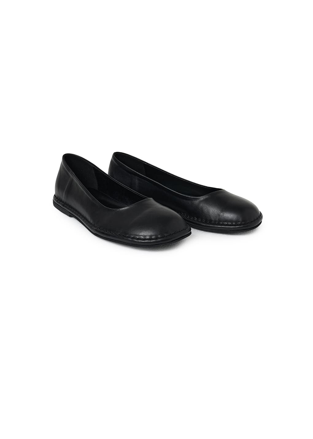 MEN'S ROUNDED FLATS, BLACK