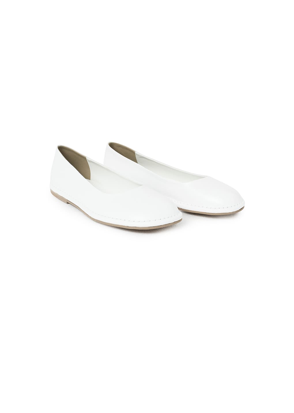 MEN'S ROUNDED FLATS, WHITE