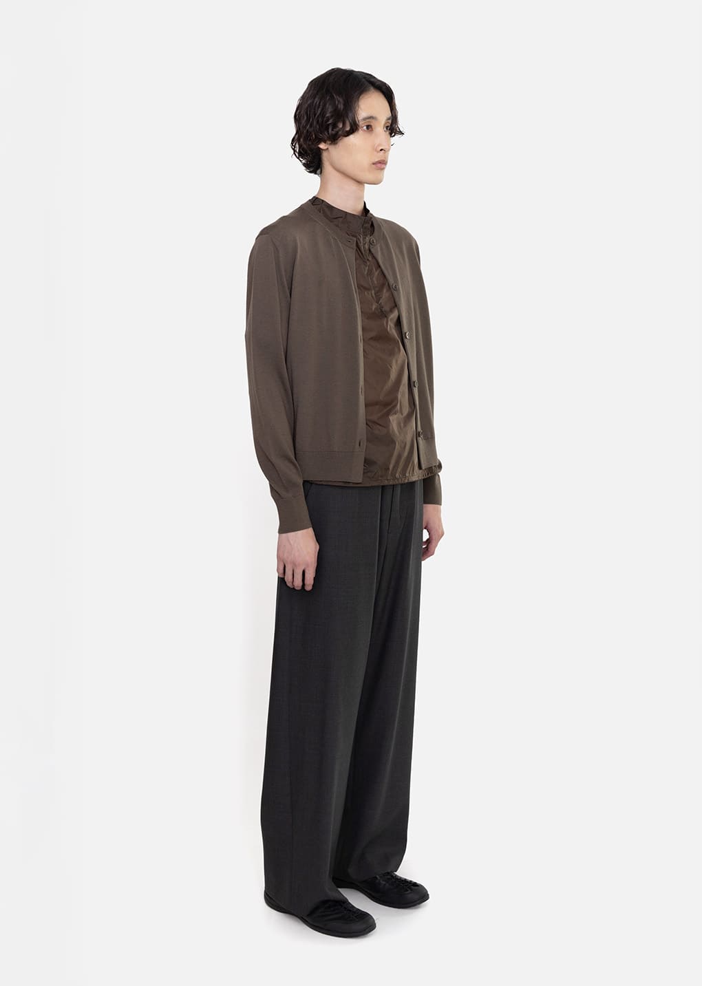 men's wool banding pants, charcoal