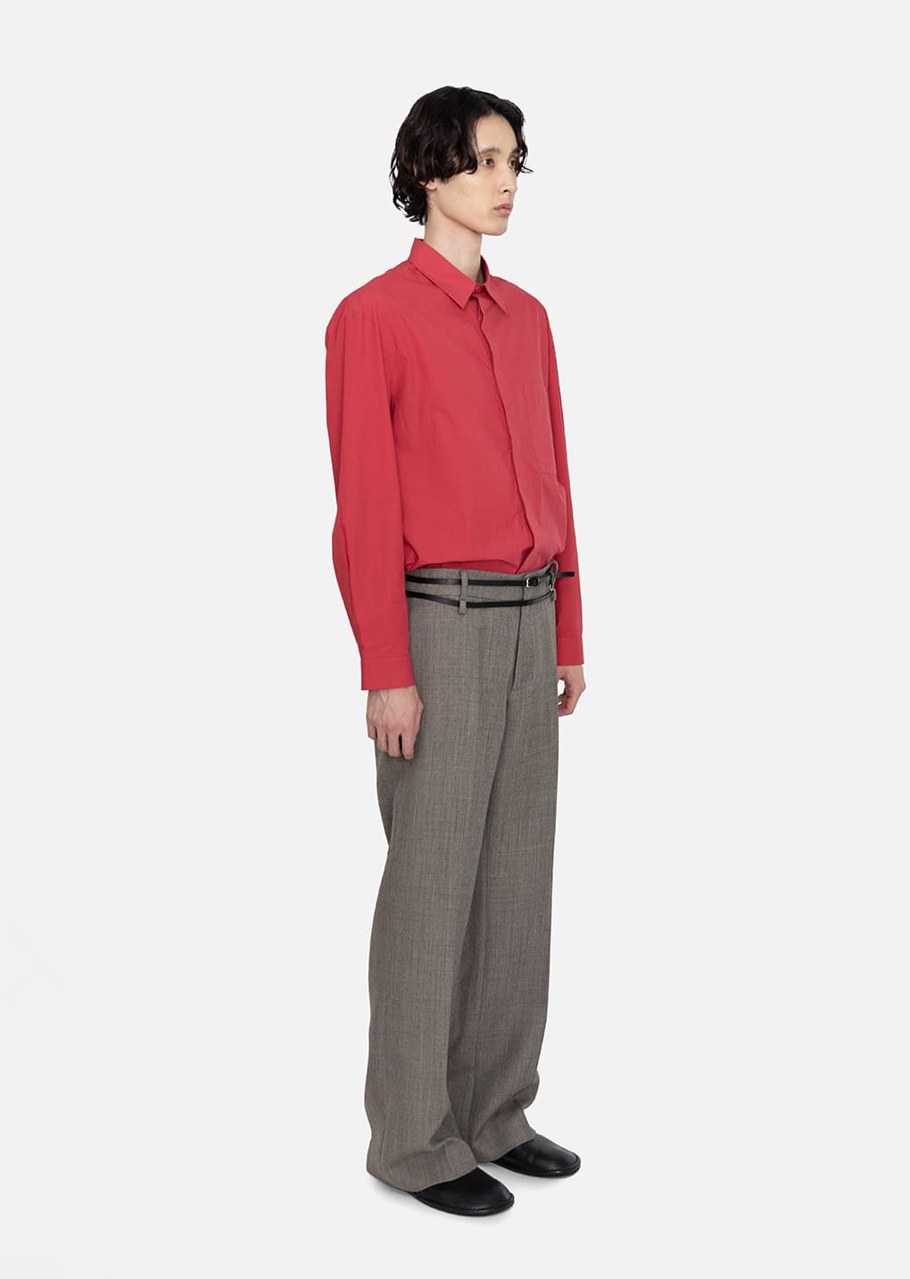 men's wool flared pants, grey beige