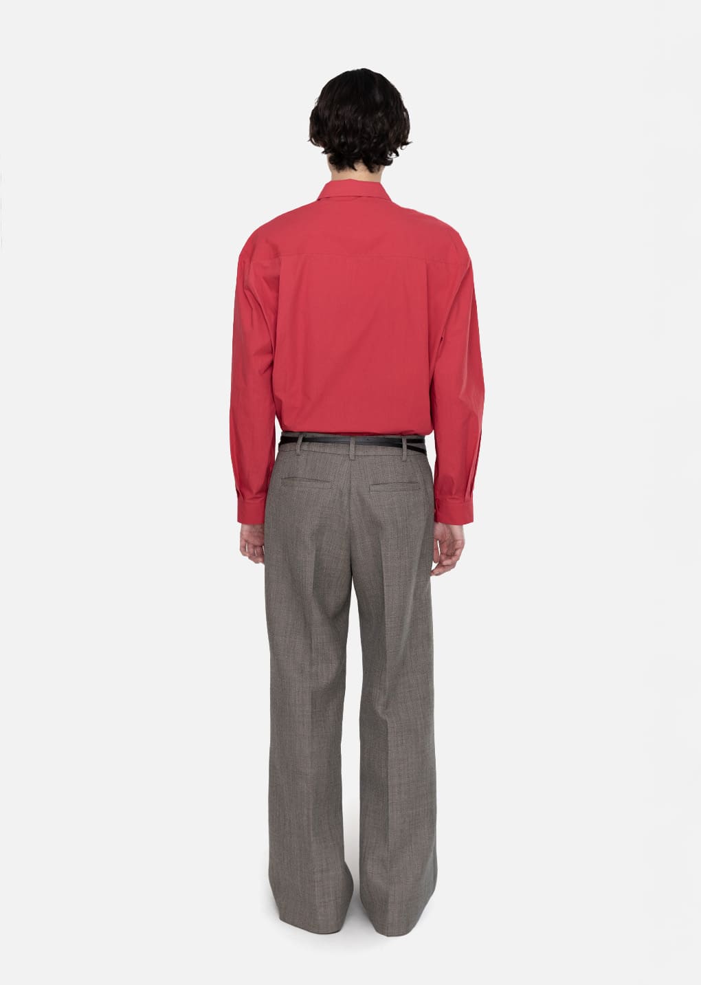 men's wool flared pants, grey beige