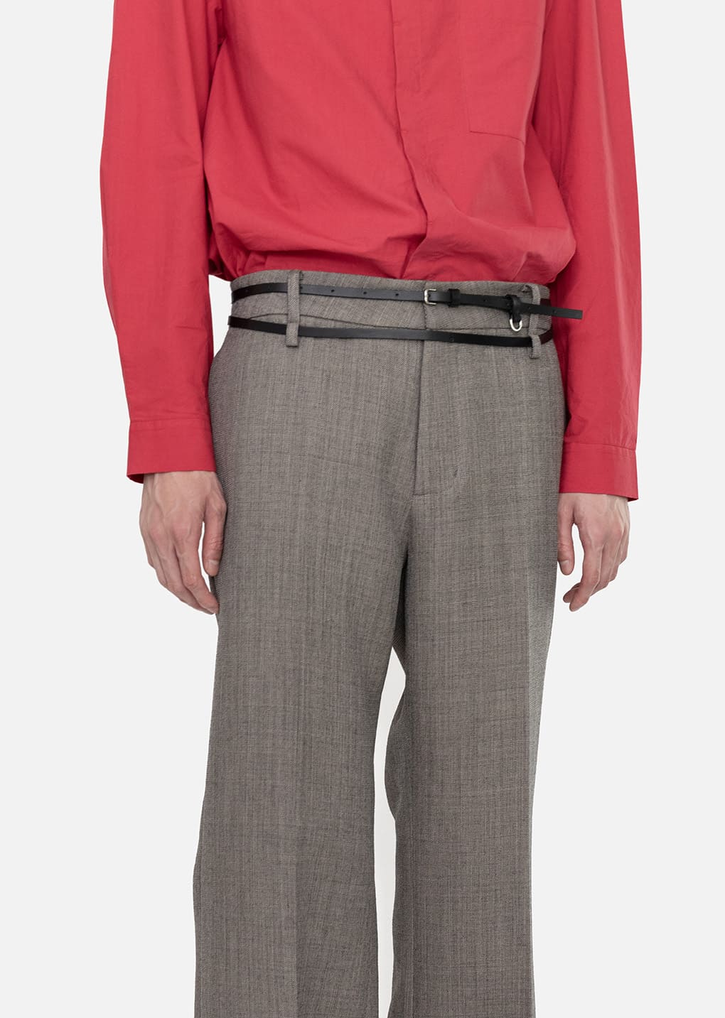 men's wool flared pants, grey beige