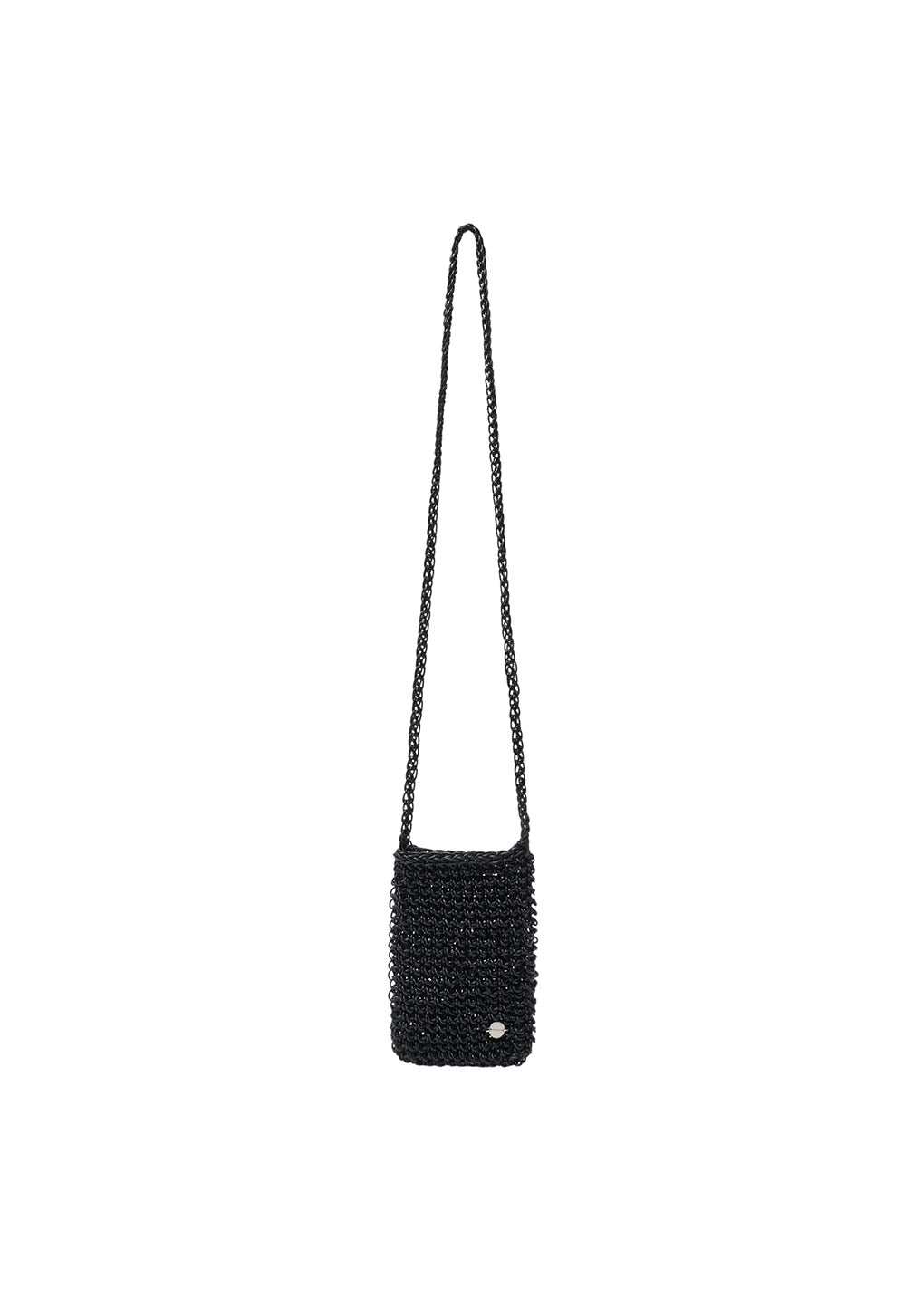 mini handmade leather net bag, black