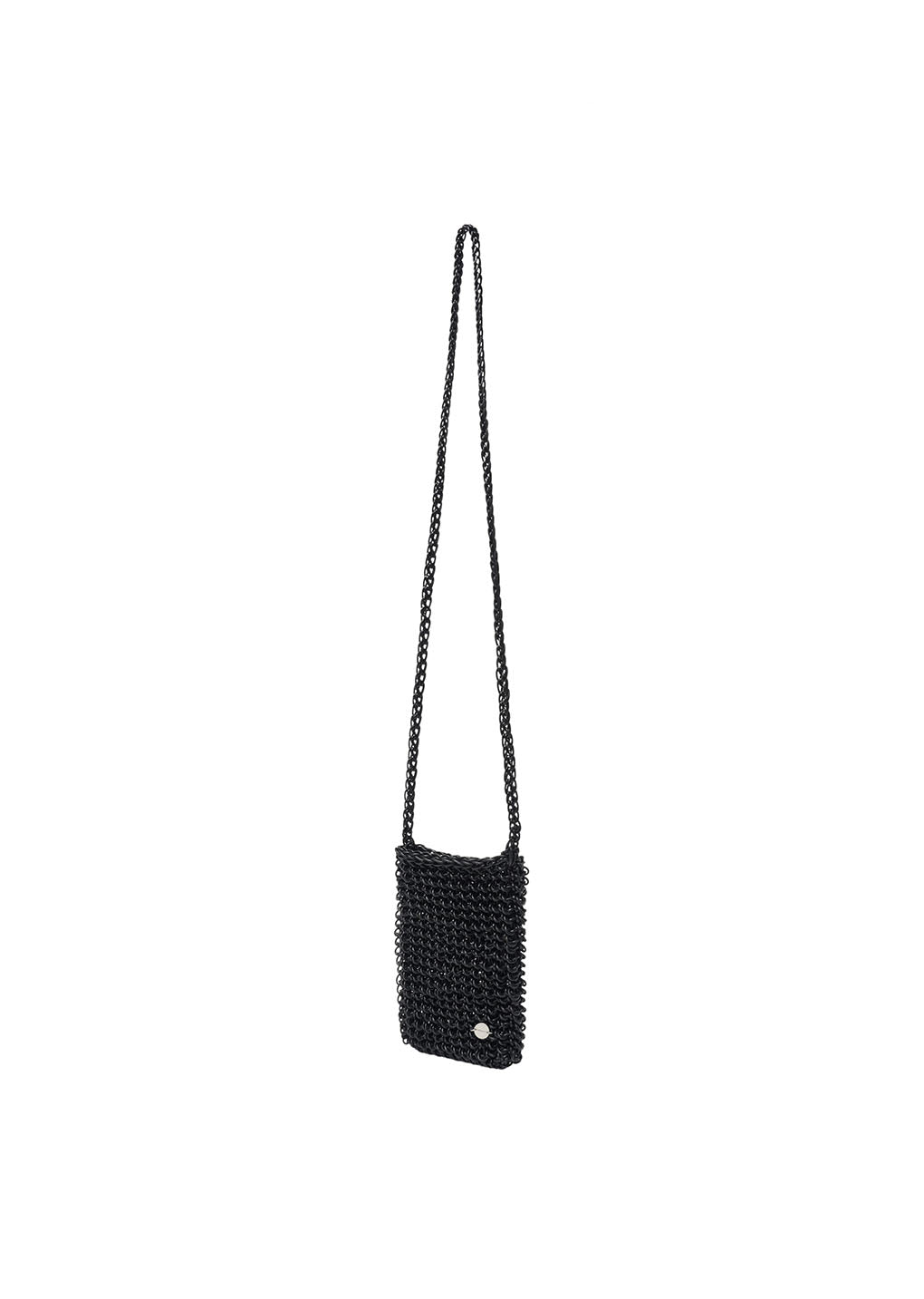 mini handmade leather net bag, black