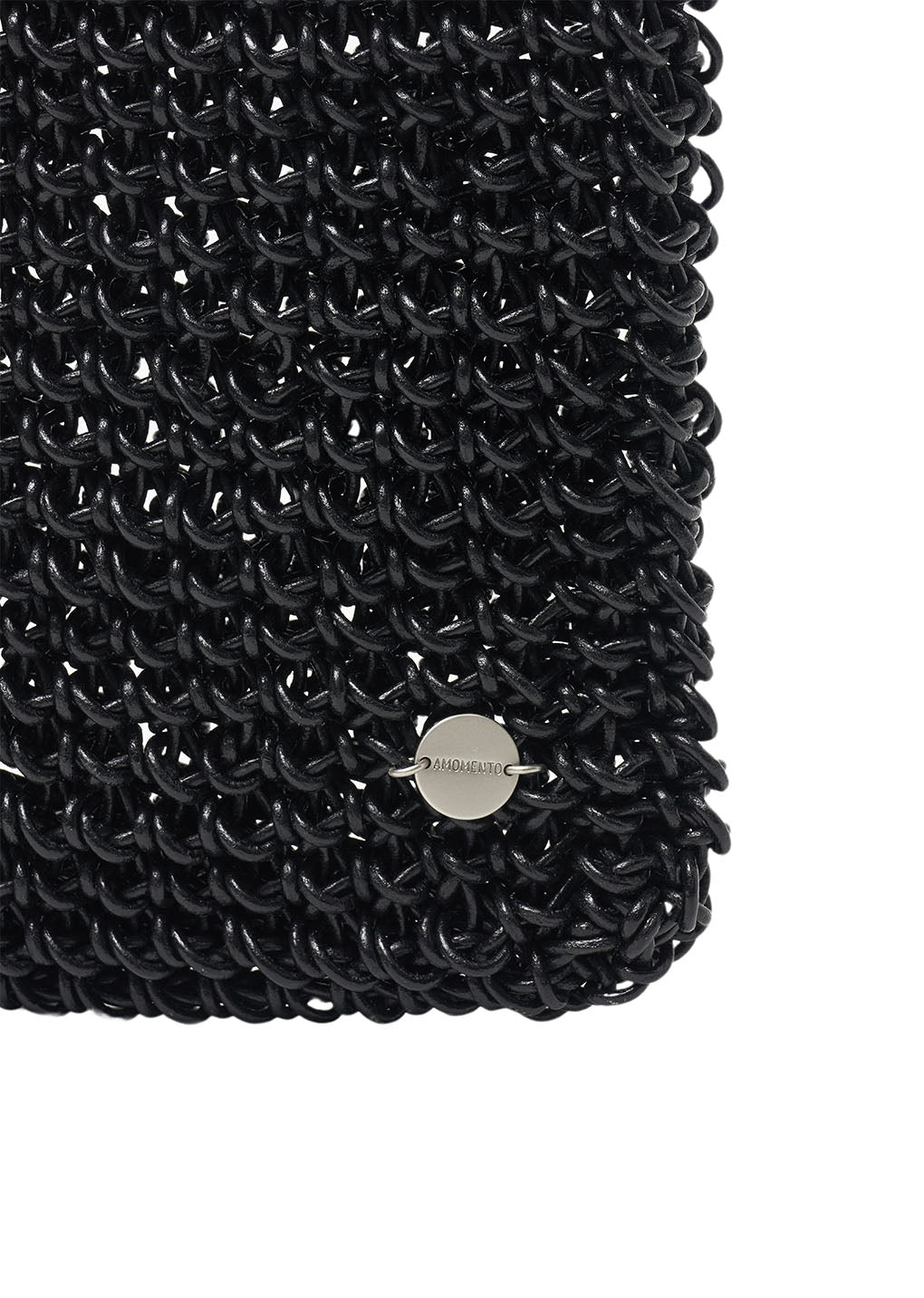mini handmade leather net bag, black